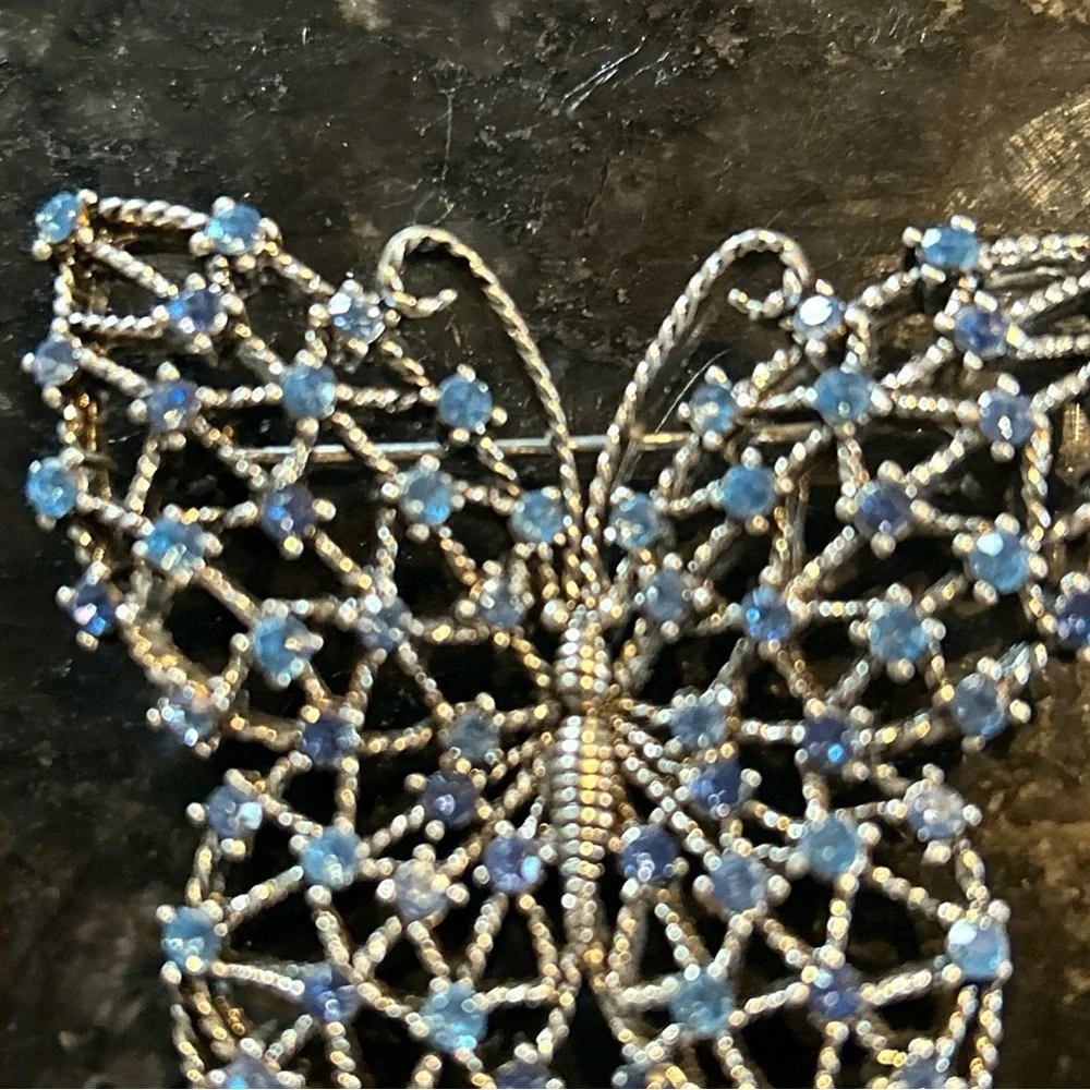 Monet Silver‎ and Blue Butterfly Brooch
